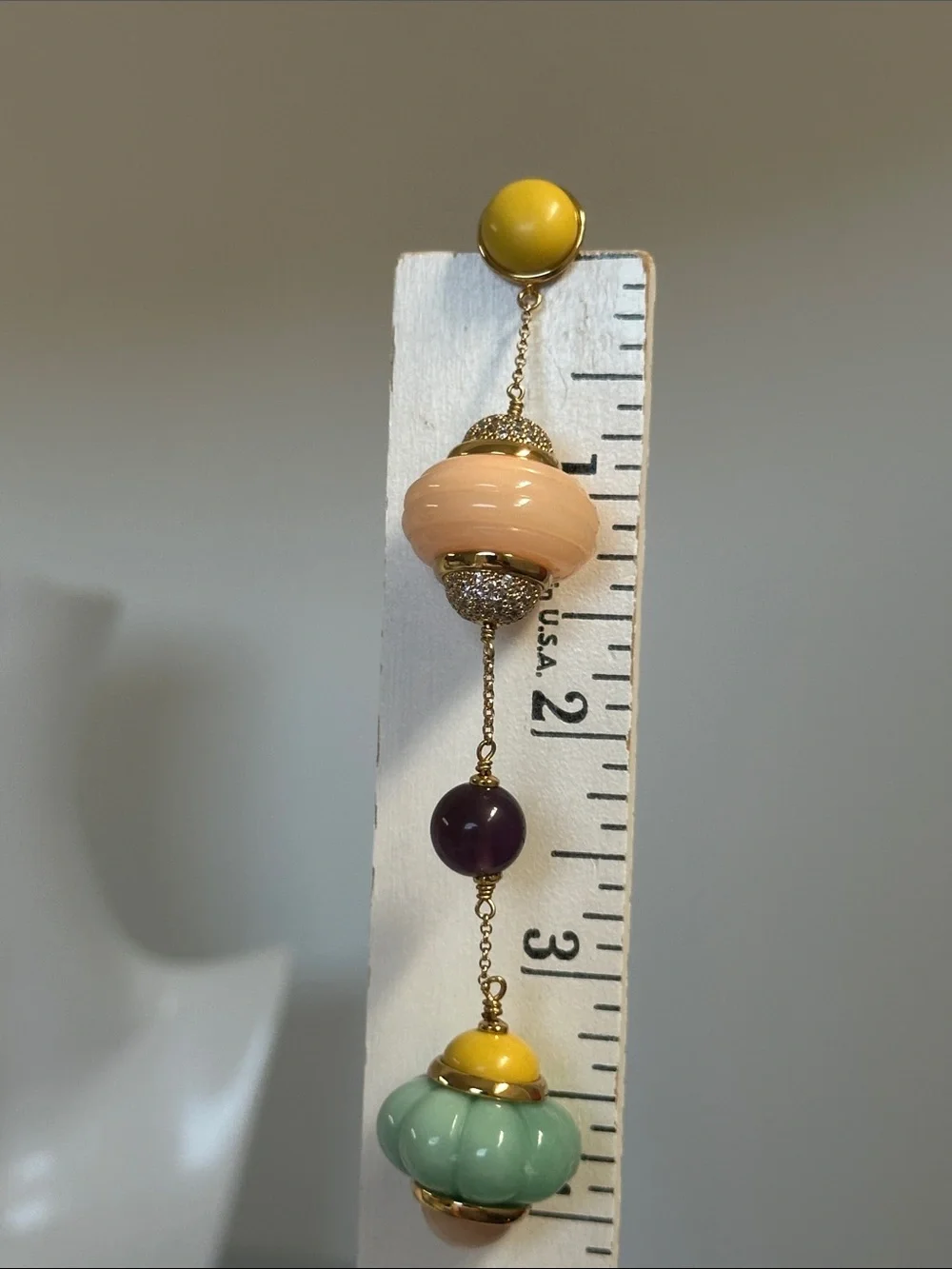 Tory Burch Multicolor Bead Drop Earrings - Peach, Mint, Mustard & Plum